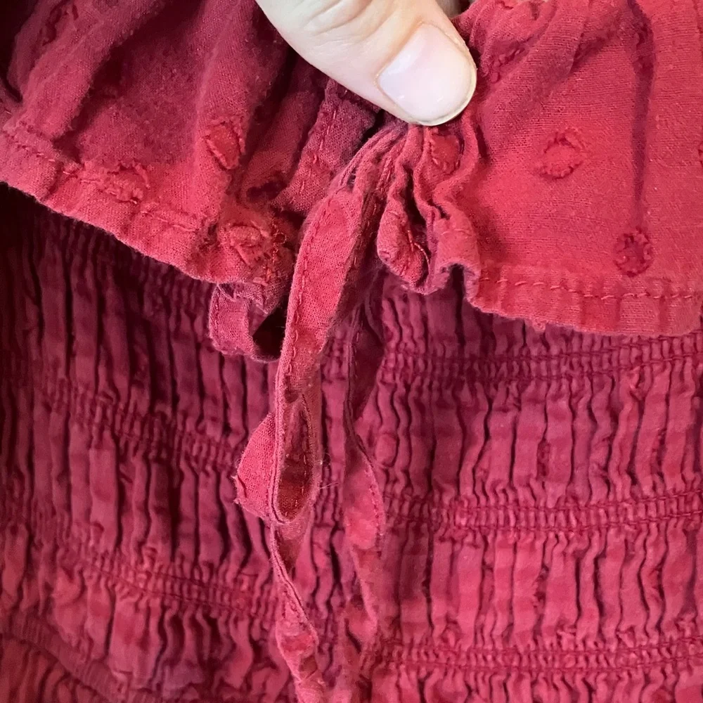 Red Puff-Sleeve Smocked Midi Dress - Picture 3 of 3